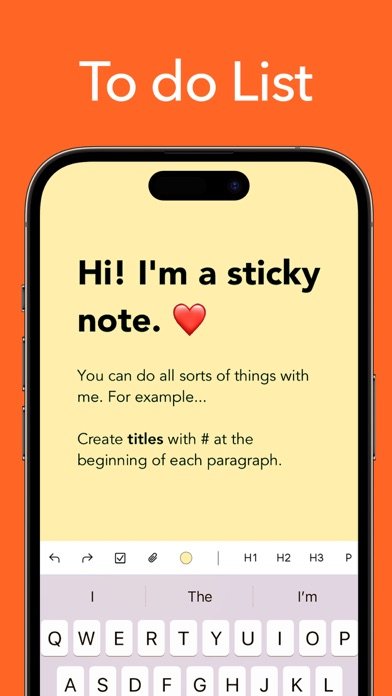 Stickers App Store preview showing a yellow note being edited on iPhone